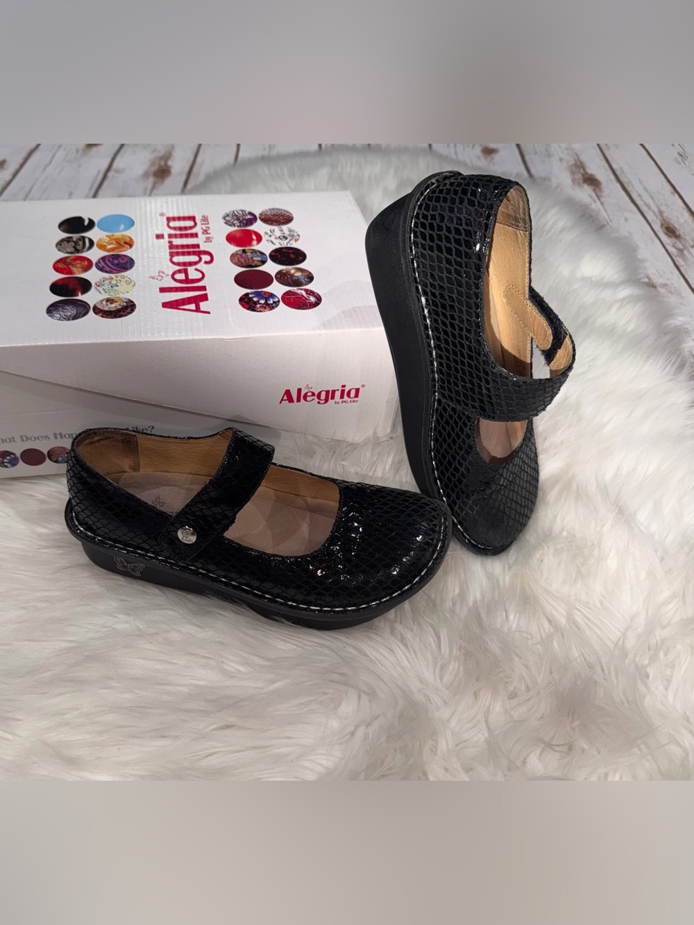 Alegría Paloma Black Snake Mary Jane Shoes Size 35